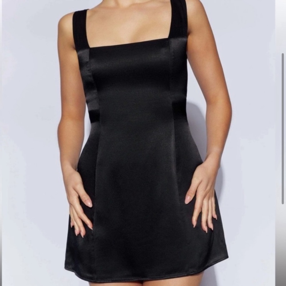 Meshki Carina Tie Back Black Mini Slip Dress - Picture 3 of 13